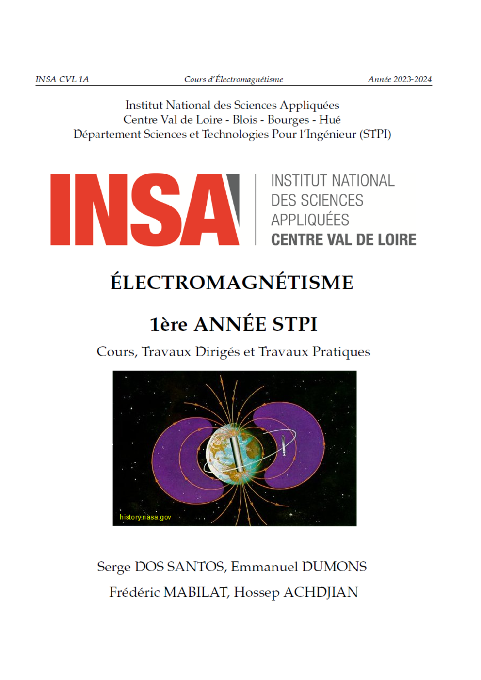Polycopié Cours Electromagnétisme Serge Dos Santos INSA Centre Val de Loire